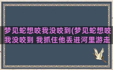 梦见蛇想咬我没咬到(梦见蛇想咬我没咬到 我抓住他丢进河里游走了)